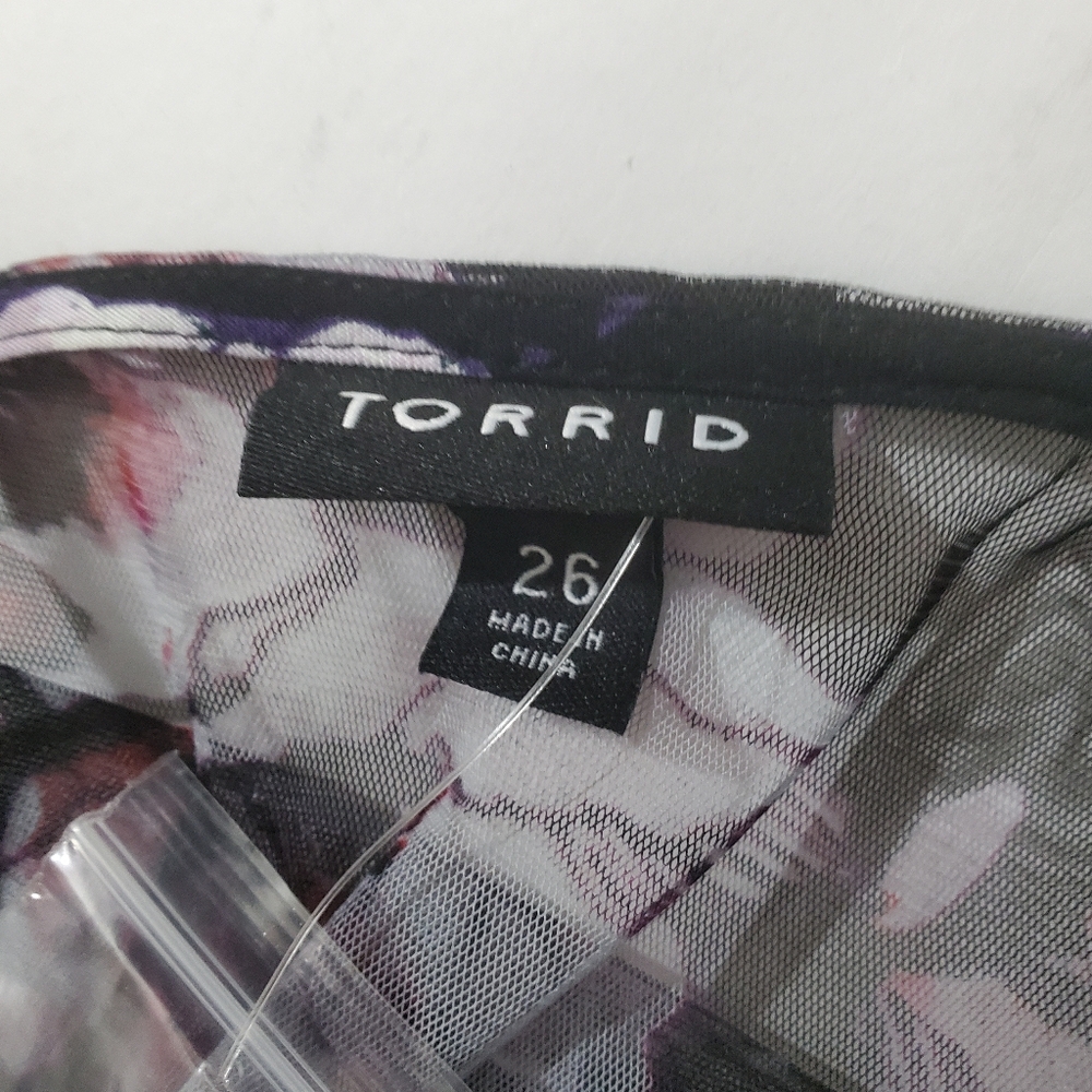 NWT Torrid Floral Mesh Illusion Midi Dress Black Dark Floral Size 26 Plus Boho - Picture 3 of 13